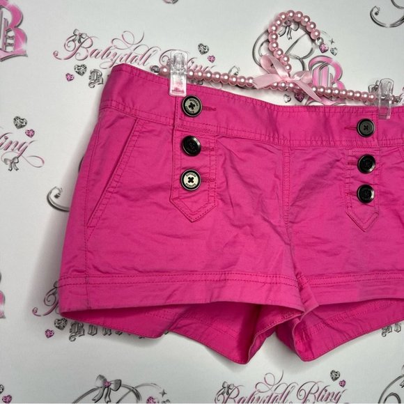 Express shorts cargo button up bright pink pockets on the back cute y2k 2000s - Picture 3 of 6